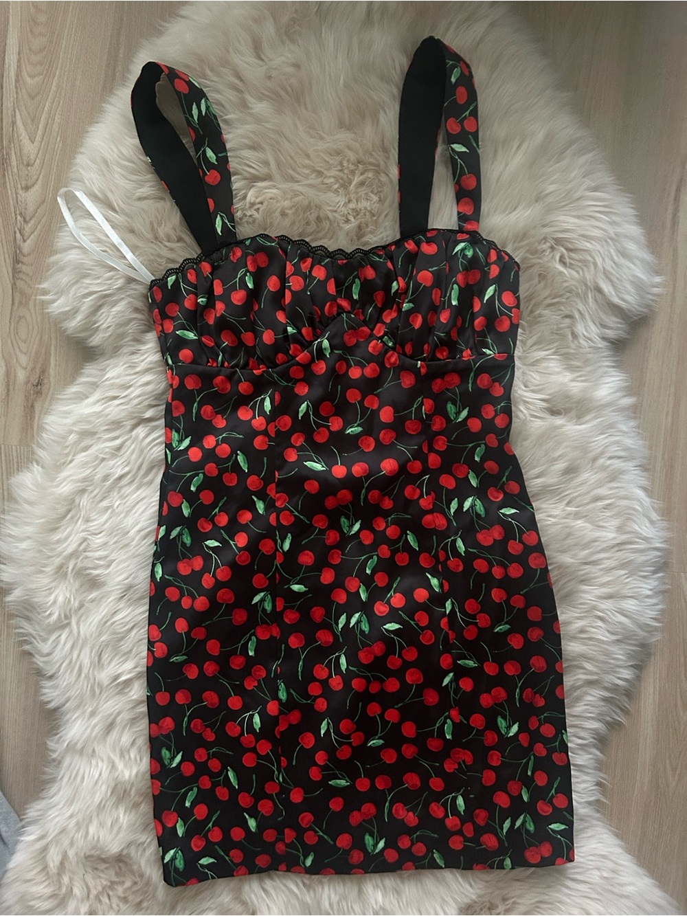 Black Cherry Print One-Piece Dress